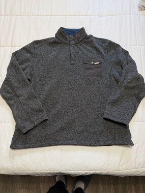 Woolrich Heather Gray Quarter-Zip Pullover with Snap Chest Pocket